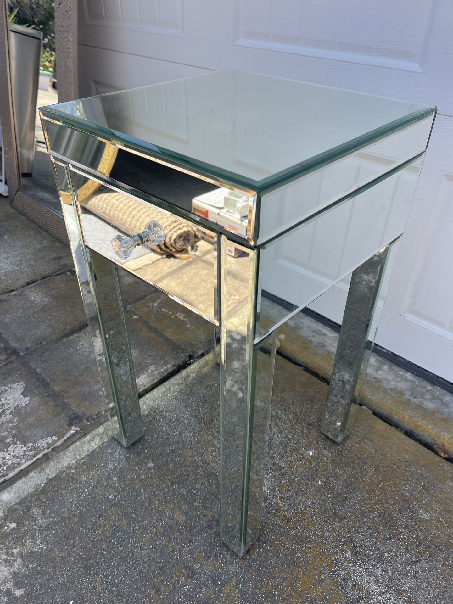 Mirrored Bedside Table with Drawer
