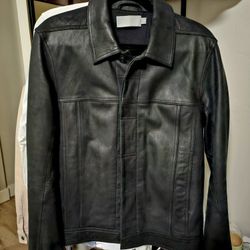 Vince M men Lamb Leather Trucker Jacket