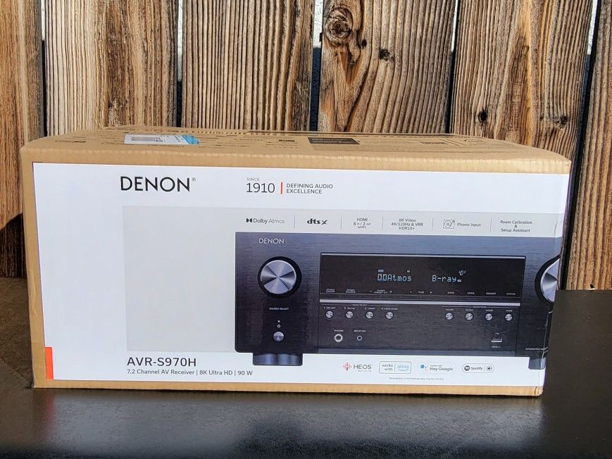 Denon Receiver ARV-S970H 7 Ch Bluetooth Capable HDR Compatible with HEOS & Dobly Atmos 8K Ultra HD AV Home Theater in black - New Sealed 
