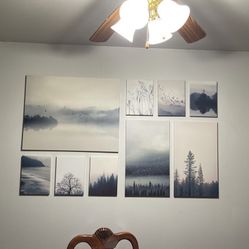 IKEA GRÖNBY Picture, set of 9, blue landscape, 179x112 cm