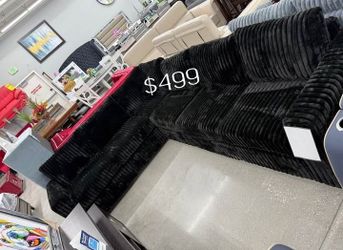 Large sectional sofa black Fur-Like Jumbo