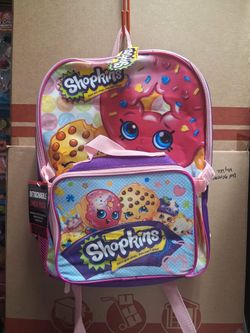 SHOPKINS BACKPACK WITH DETACHABLE LUNCH BAG (CAN BE USED WITH OUT LUNCH BAG ALSO) 16 INCHES TALL