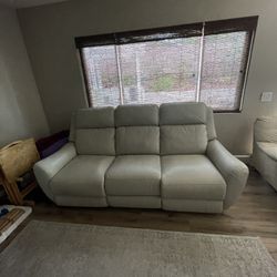 Grey Reclining Sofa With USB Chargers