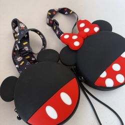Minnie Mouse And Mickey Mouse Coin Purse /2 Free