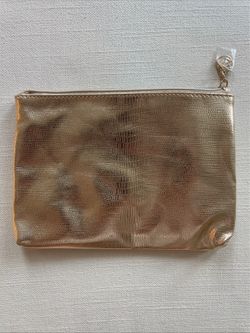 Lancome Gold Metallic Makeup Cosmetic Pouch Bag New