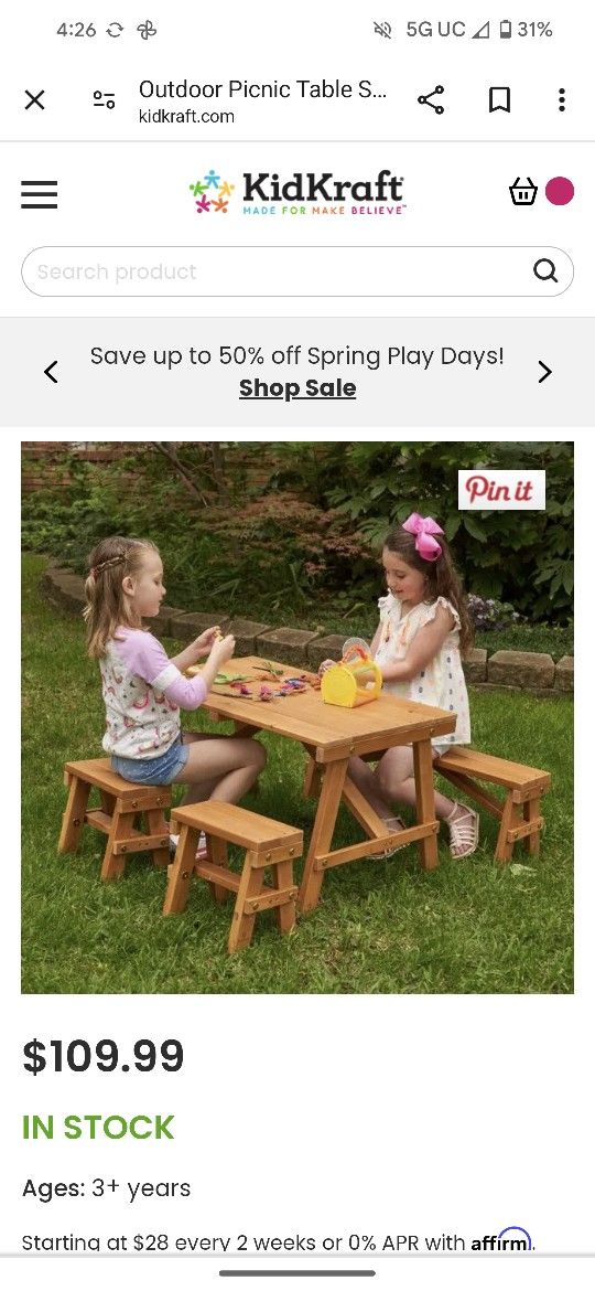 Kid Kraft Outdoor Picnic Table Set