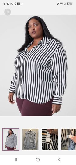 Lane Bryant Black and White Long Sleeve Striped Shirt sz 18/20