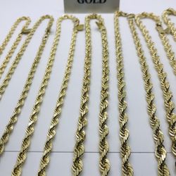Featured items! Brand new 14K Diamond Cut Rope Chains! See description for sizes.