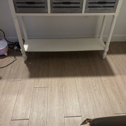 White Wood With 3 Drawers Console 