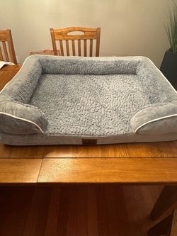 XL (36” x 24”) Gray Plush Dog Bed New