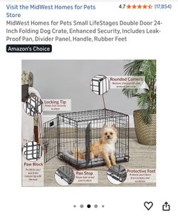 MidWest Homes for Pets Small Double Door 24-Inch Folding Dog Crate With Cover And Bed