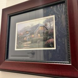 Authentic Framed Thomas Kinkade Lilac Cottage Print