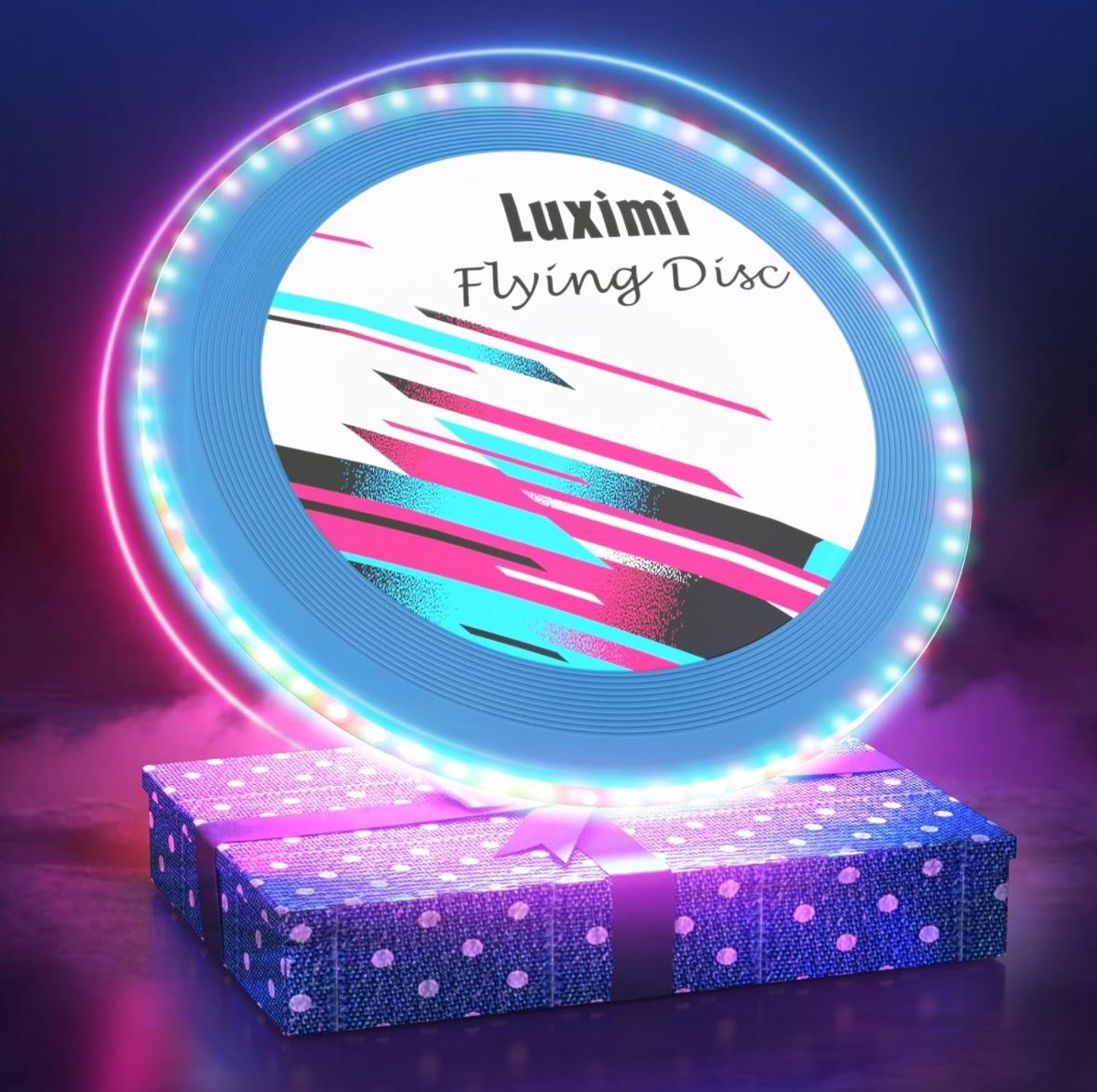 Light Up LED Flying Disc, Glow in The Dark,114 Pcs RGB LED Lights,Ultimate Brightness 10 Light Modes