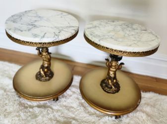 1960s Fuggiti Studios Cherub Marble Side Tables