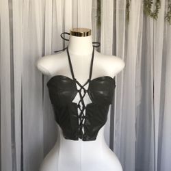 Faux Leather Corset Top Size L