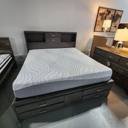 Caitbrook Brown King/Queen/Full Storage Bedroom Set with 8 Storage /P