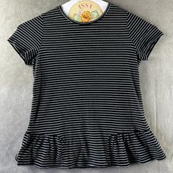 Banana Republic Striped Peplum Tee Black White Size M Designer Top