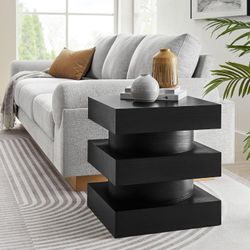 Perpetuate Totem Accent Side Table in Black Wood