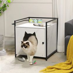 Cat House & Side Table Litter Box Enclosure - Funiture Hidden Pet Box - Cats Furniture Cabinet