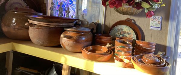 35 Piece Mexican Clay Casuelas And Comal
