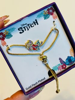 Disney Stitch & Angel Heart Lariat Bracelet 18kt Gold Plated Stitch Bracelet