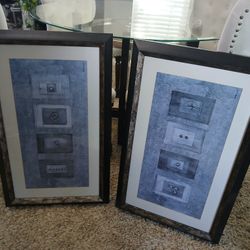 2 Framed Wall Art Square Abstract Pictures