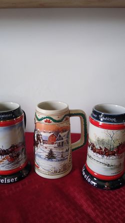 1996 Budweiser Holiday Stein Mugs