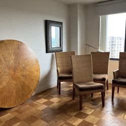 5 Piece Wicker And Wood Dining Set