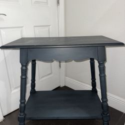 Blue Wood Side Table 