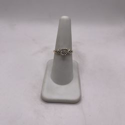 14kt Dual-Tone Engagement Style Ring w/ Dia Cut Design