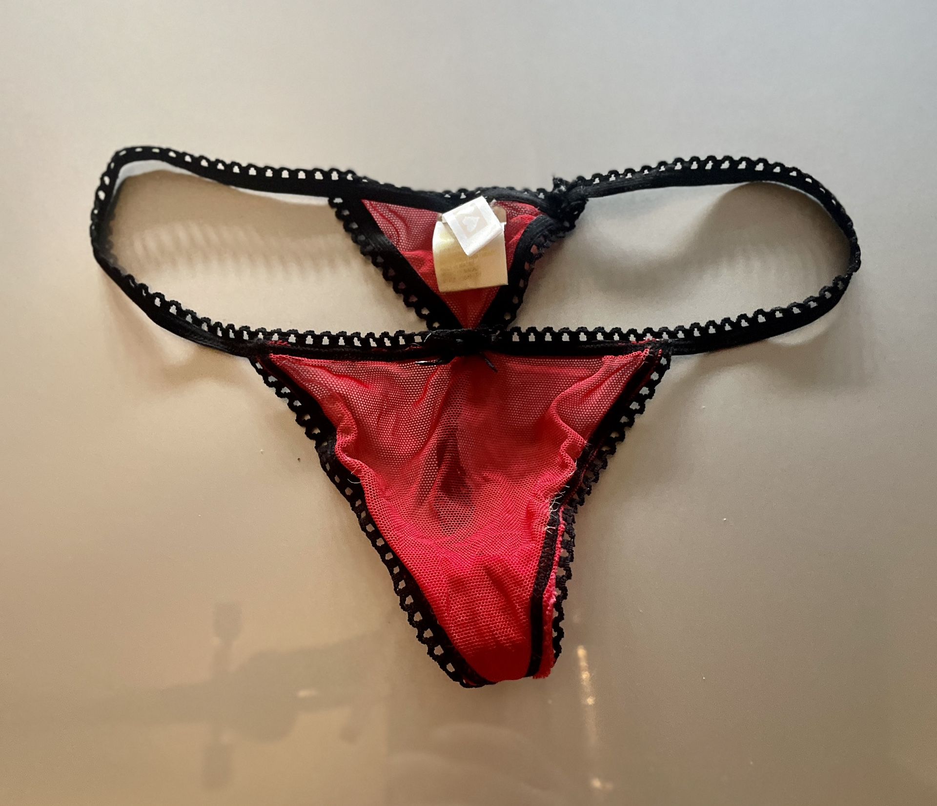 Red & Black Small Mesh Micro Thong 