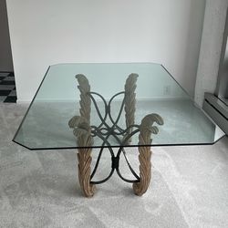 (MUST GO ASAP - BEST OFFER) French Glass Dining Table Set Plus 6 Chairs