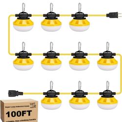 100ft Work Light Cable, Perfect For Large Garages, Sheds, Warehouses, Work Areas