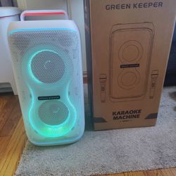 White Karaoke Machine With 2 Wireless Mics 