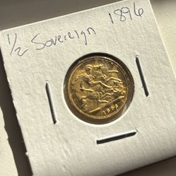 Gold 1/2 Sovereign Coin 1896 $600