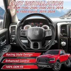 2013-2024 Dodge Ram Classic 1500 , 2500 , 3500 Flat Bottom Steering Wheel