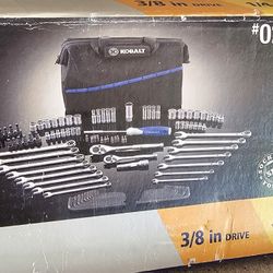 New! Kobalt 110 PC Tool Set 3/8 - 1/4 Drive 72 Tooth Ratchet SAE and METRIC