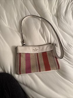 Kate Spade Leila Striped Canvas Triple Gusset Crossbody Bag Pink/Orange/Tan