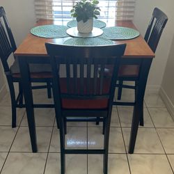 4 Chair Wood High Kitchen Table