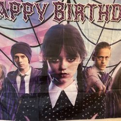 Wednesday Addams Birthday Fabric Backdrop (3ft Tall medium)