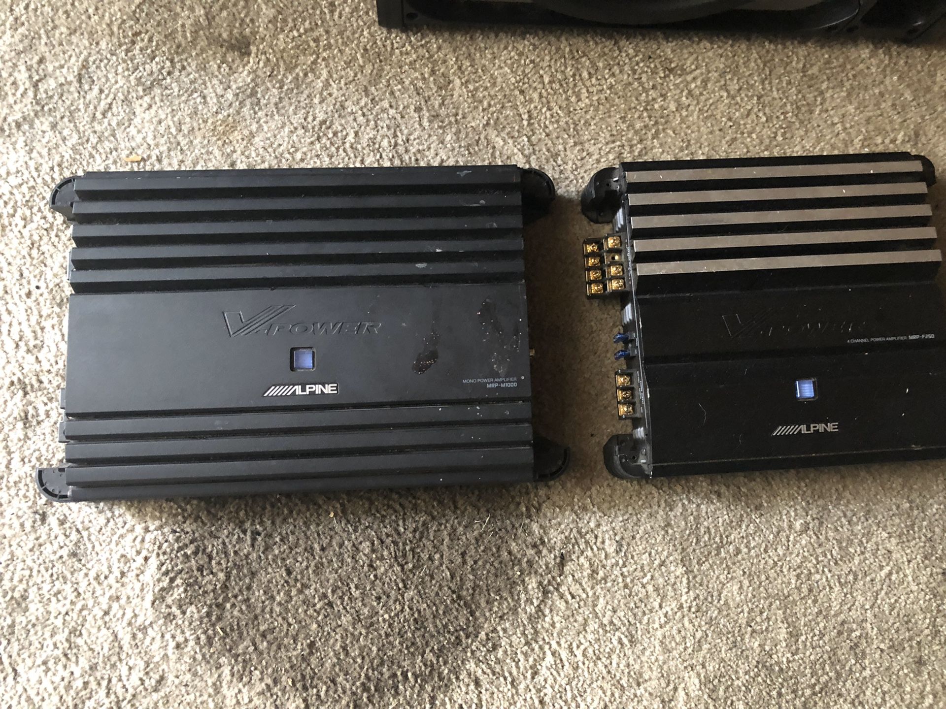 Alpine Car Amplifiers Bass & highs m-1000 and f250