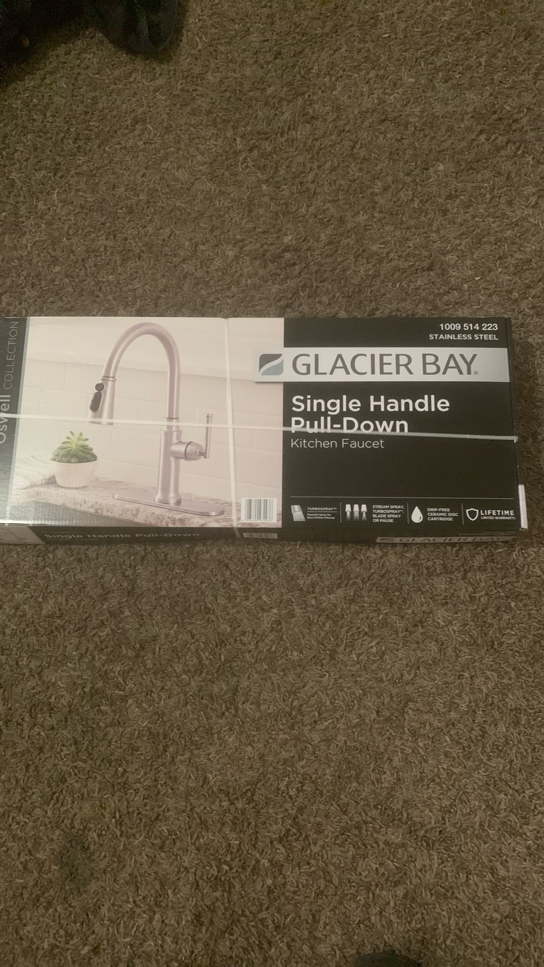 Glacier Bay Oswell Single-Handle 3-Function Pull-Down Sprayer Kitchen Faucet in Stainless Steel