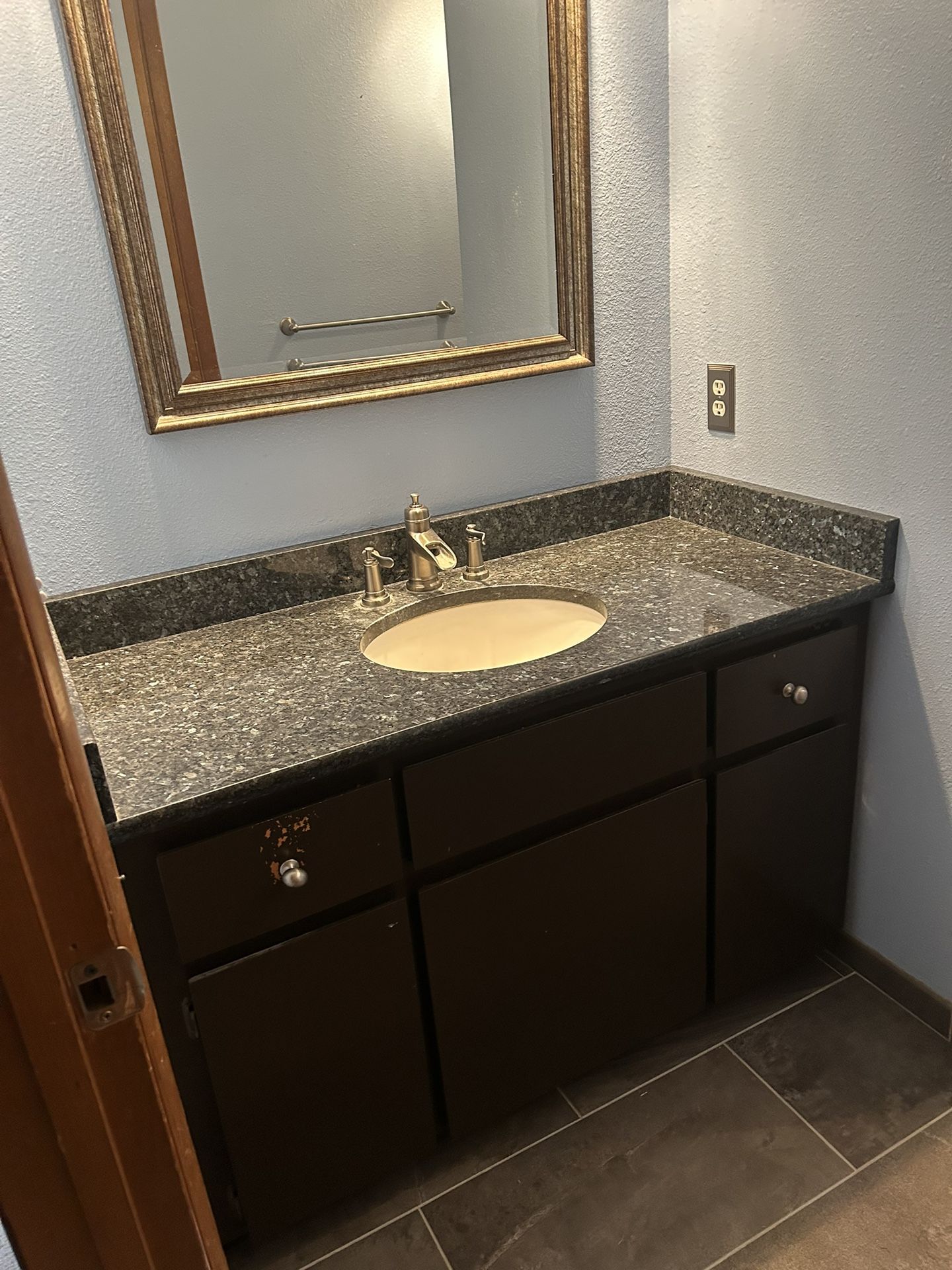 Bathroom Cabinet With Mirror, Sink And Faucet