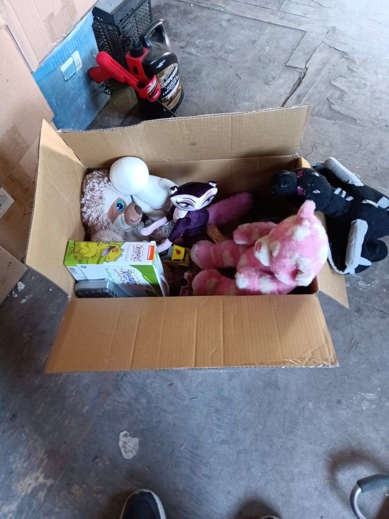 Box Of Stuffed Animals And A Few Other Toys
