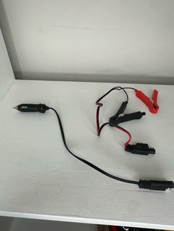 12V Battery Charger Adapter Cable Set with Alligator Clips and Car Plug