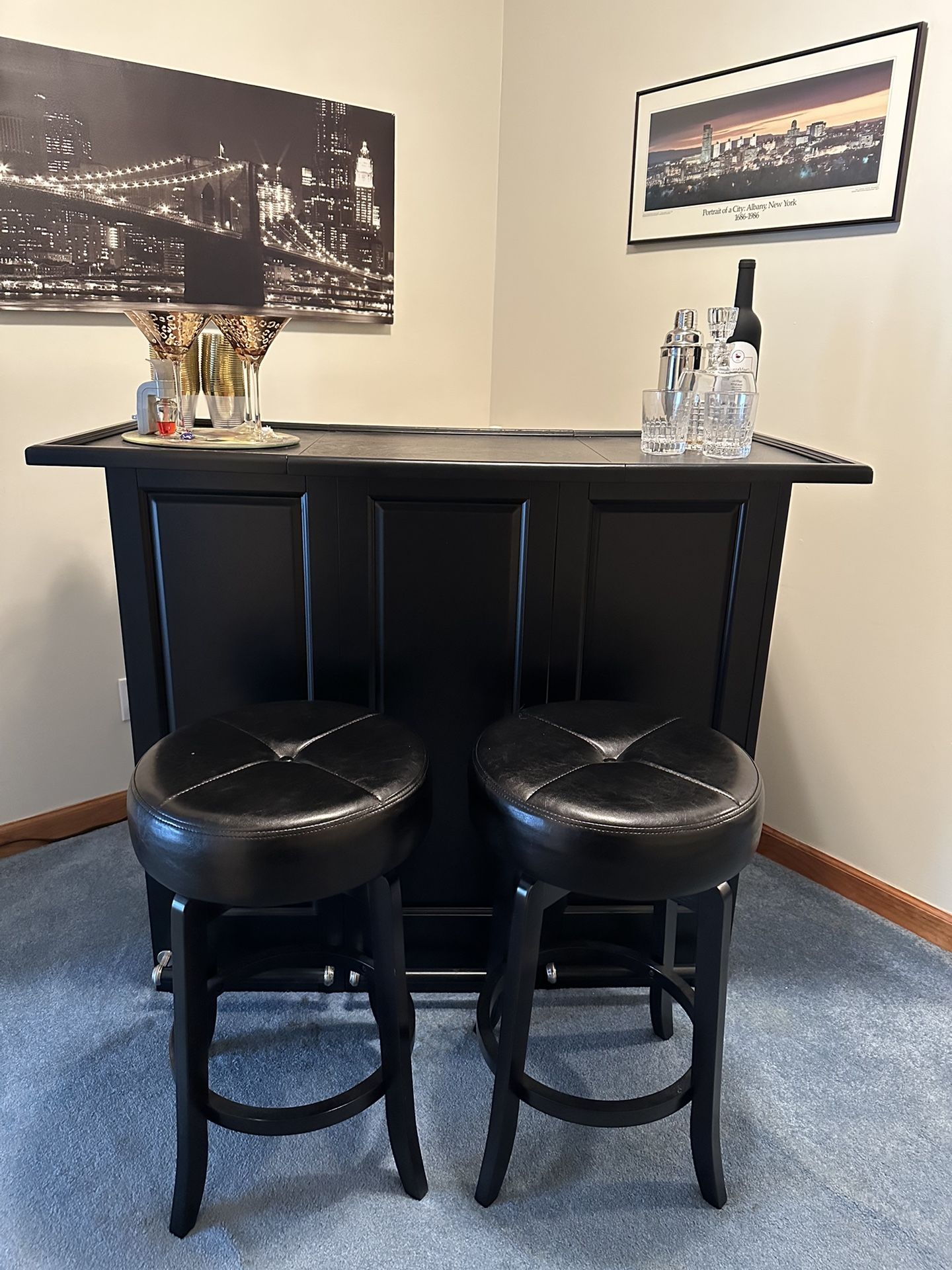 Home Bar with set of barstools