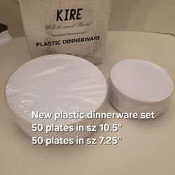 New plastic plates party bridal baby shower entertaining dinner dessert 50 sets nib