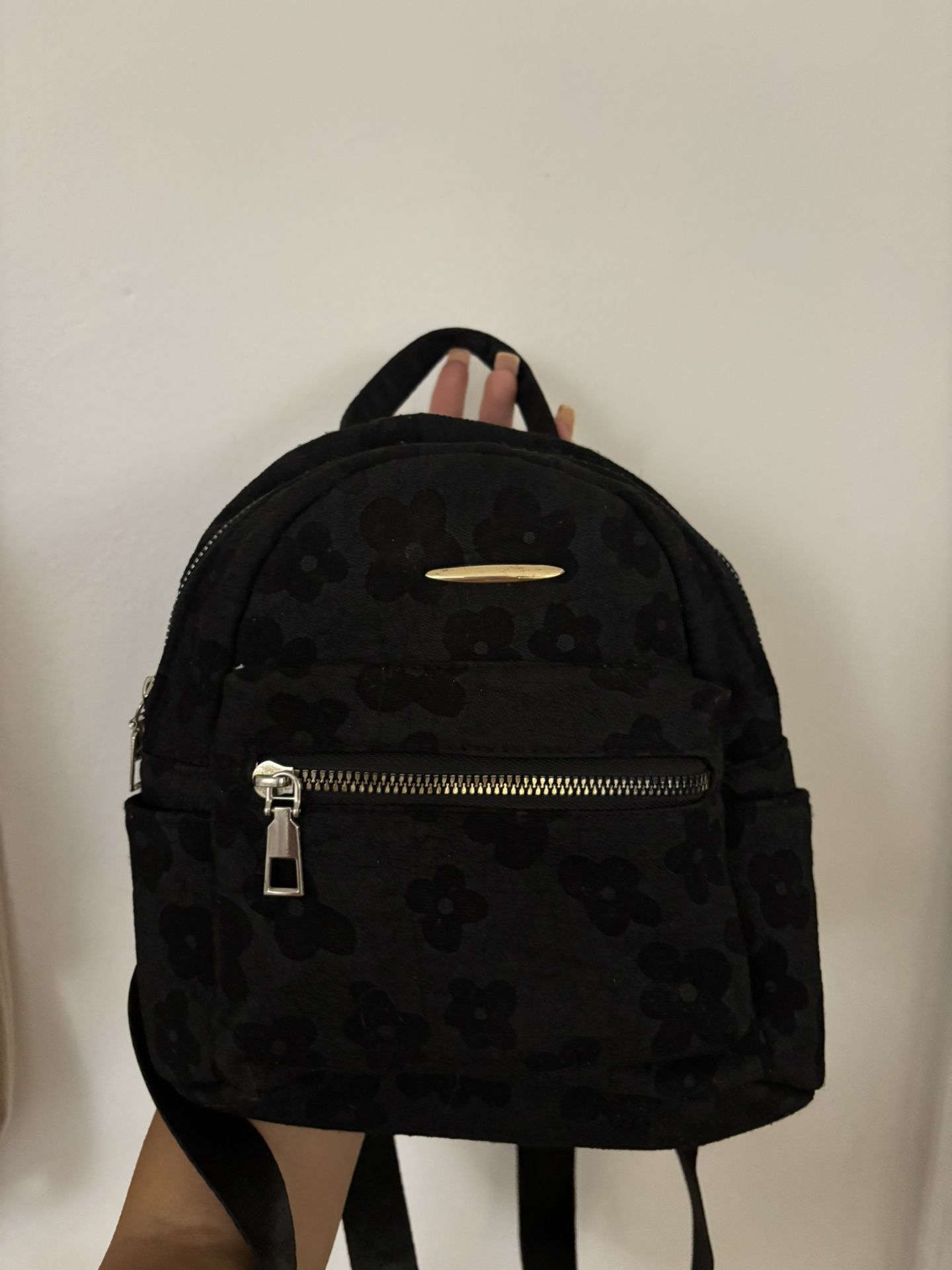 Mini black flower backpack