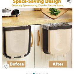 Hanging Trash Can Folding Kitchen Waste Bins Mini Garbage Bin Silicone Collapsible Portable for Home Kitchen Cabinet Door Bedroom Drawer Car