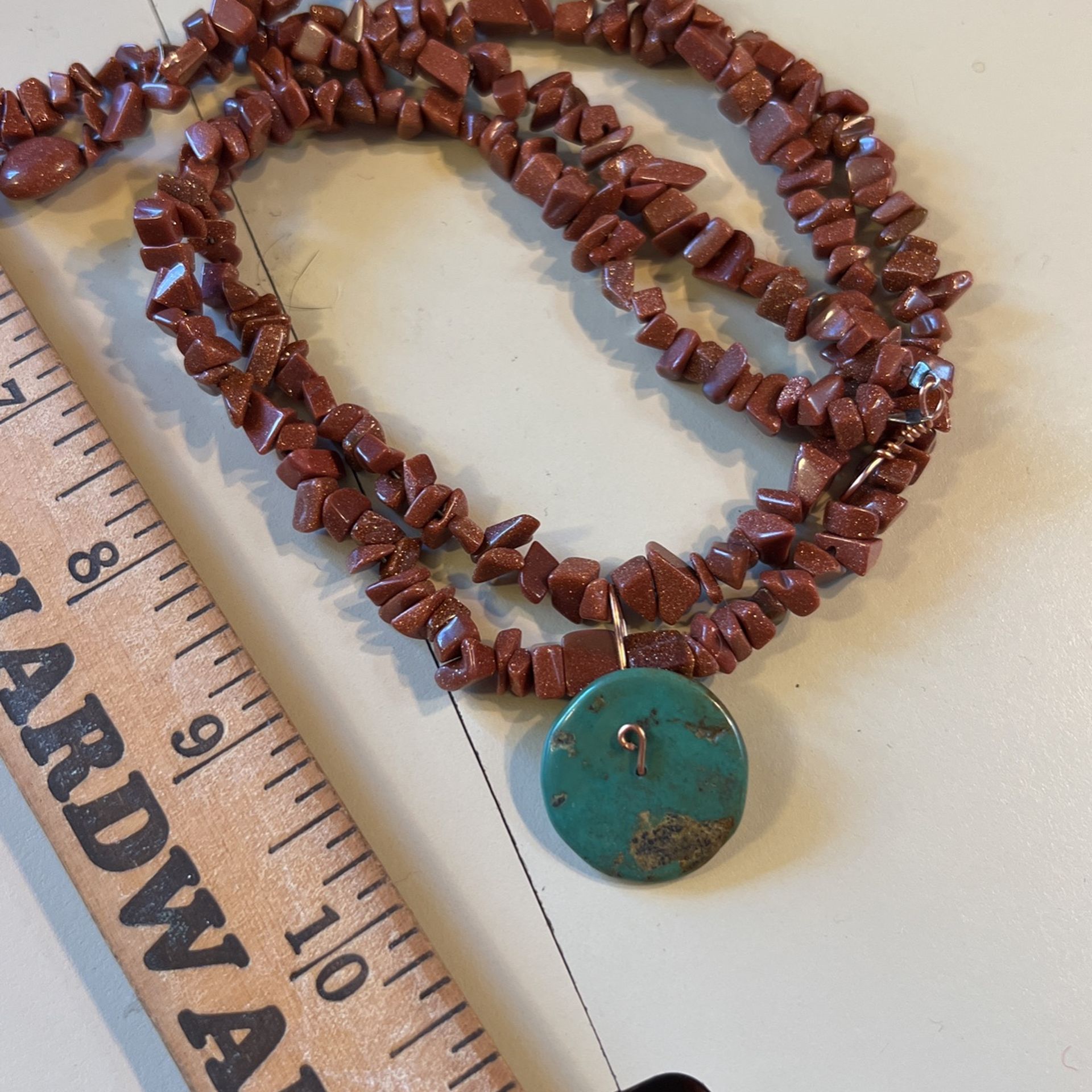 Goldstone With Turquoise Pendant